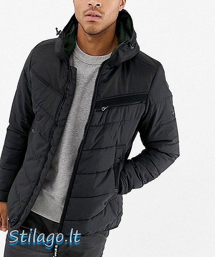 G-Star Attac steppelt kabát kapucnival fekete színben