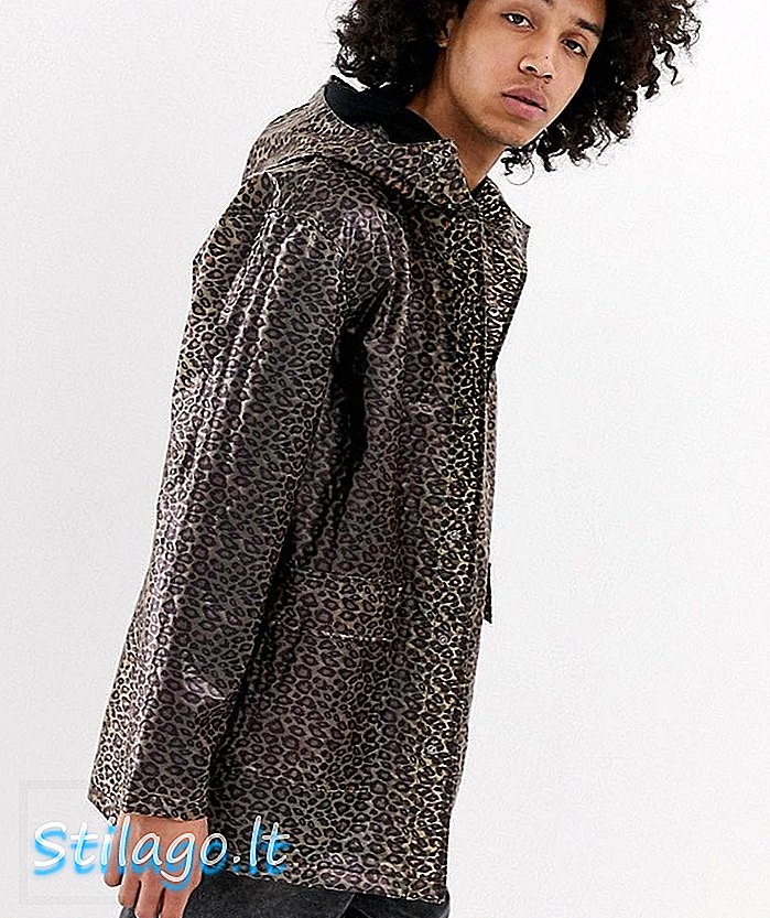 ASOS DESIGN läpinäkyvä leoparditulostettu vetoketju takin läpi - ruskea