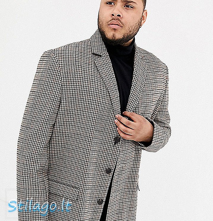 River Island Big & Tall overcoat in brown check