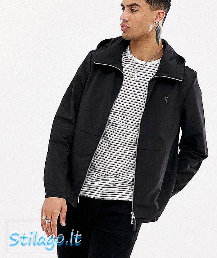 Lehká bunda s kapucí AllSaints v černé barvě