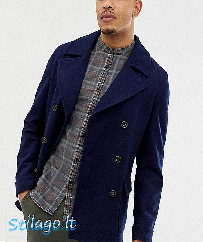 Harry Brown Tall premium wool blend pea coat-Navy