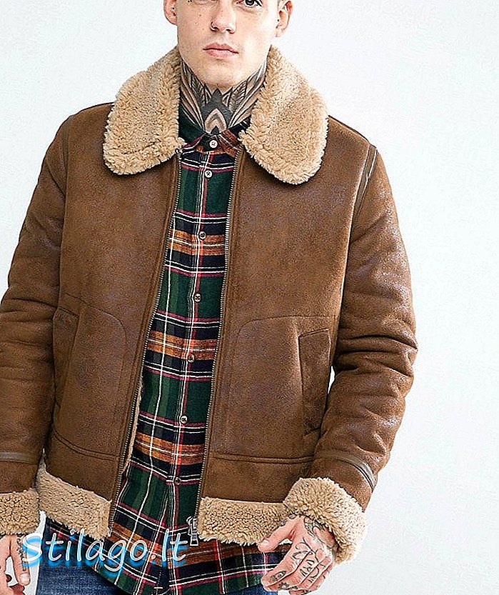 ASOS DESIGN faux shearling jakke i brunbrun