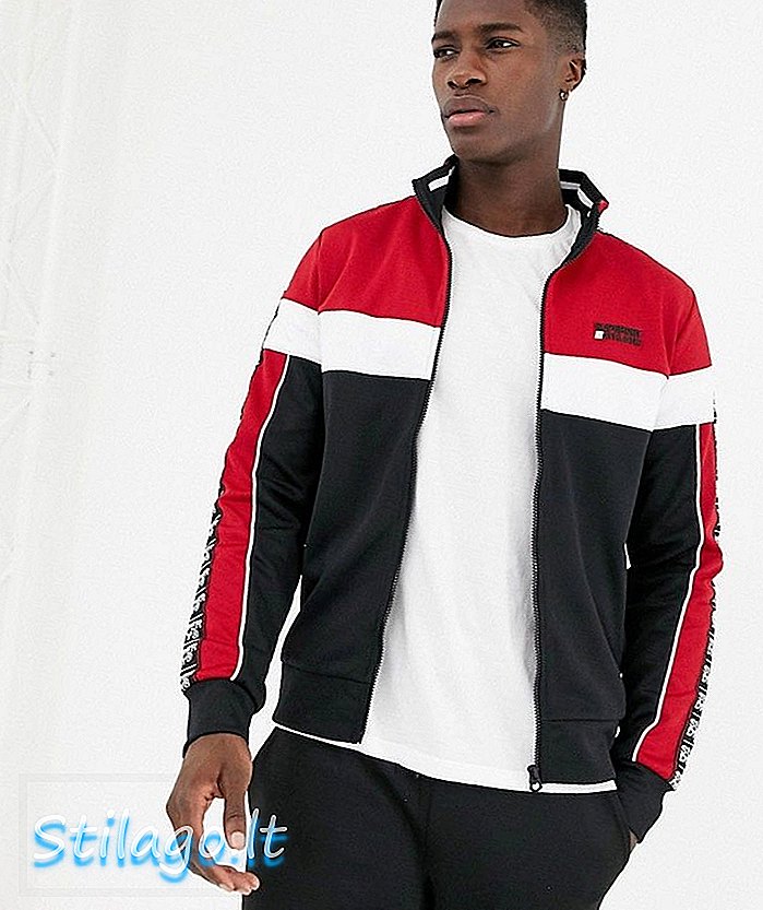 Superdry jakna sa štiklama u trikotu u crno / crvenoj boji