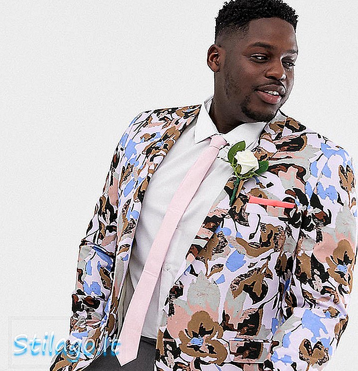 ASOS DESIGN Plus düğün lila-Mor renkte allover çiçek desenli sıska blazer ceket