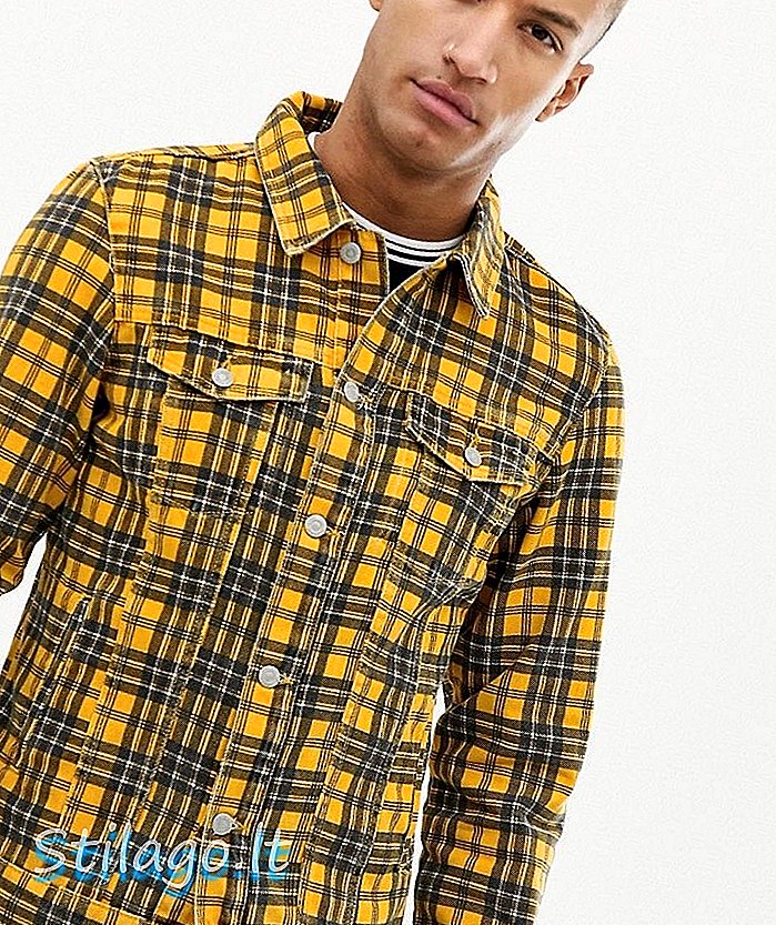 Pull & Bear koordinātu pārbaude džinsa jaka dzeltenā krāsā