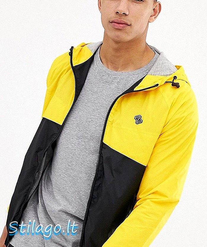 Masivna jakna z rezom in šivanjem v rumeno-beli barvi
