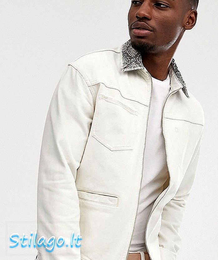 Jack & Jones Premium snake print collar jacket σε λευκό χρώμα