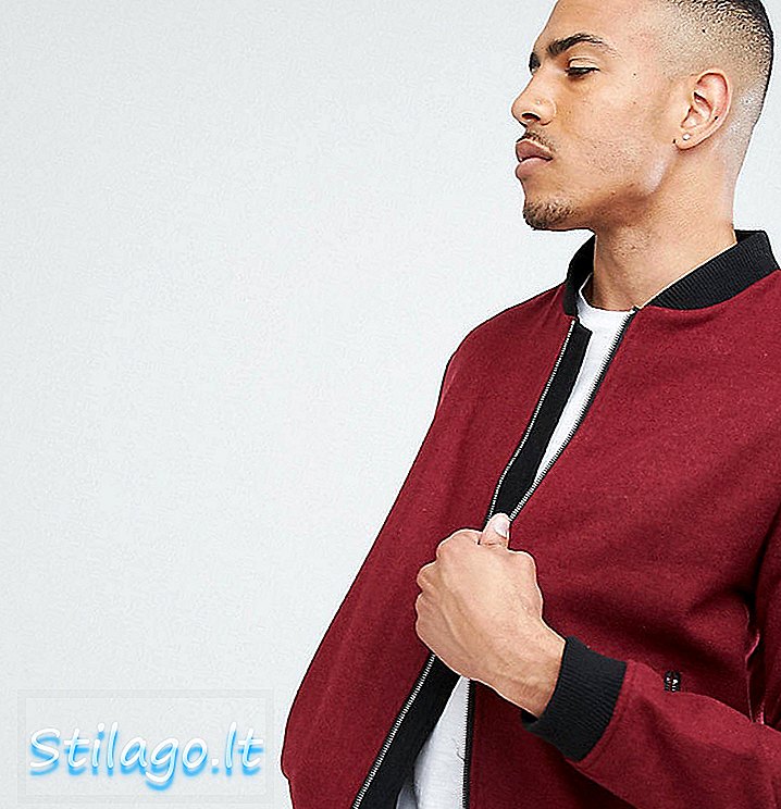 D Struct TALL Wool Bomber Jacket-Red