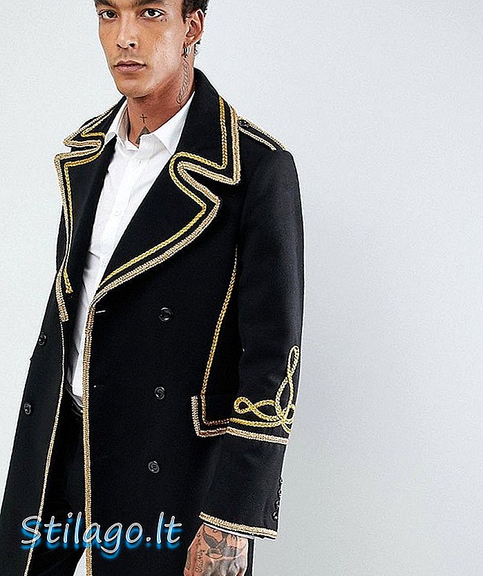 Gianni Feraud Prémium arany brokátgyapjú keverék kabát-fekete