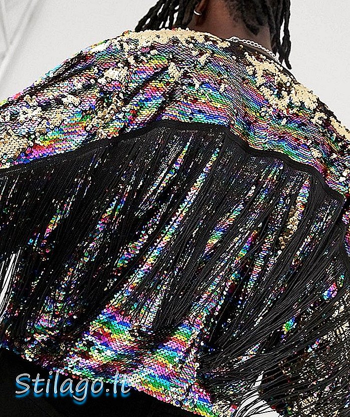Urban Threads festivāla varavīksnes sequin bārkstis jaka-Multi