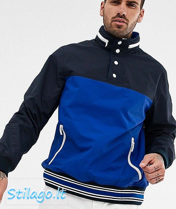 Veste originale en nylon bicolore Penguin en bleu et bleu marine