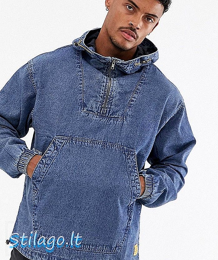 Джинсовий піджак із напівзіркою Pull & Bear у синьому кольорі