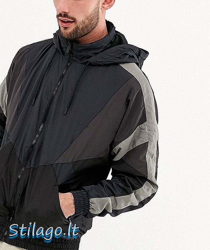 Берсхка ветробранска јакна у боји блок сиво-црна