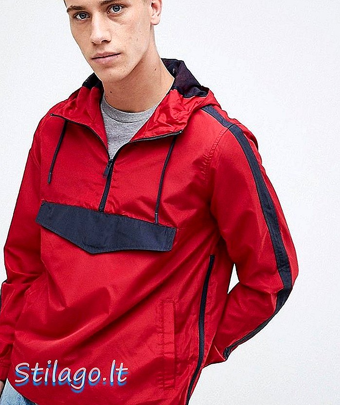 Hrabra jakna s pola zip najlona-vjetrovka-crvena