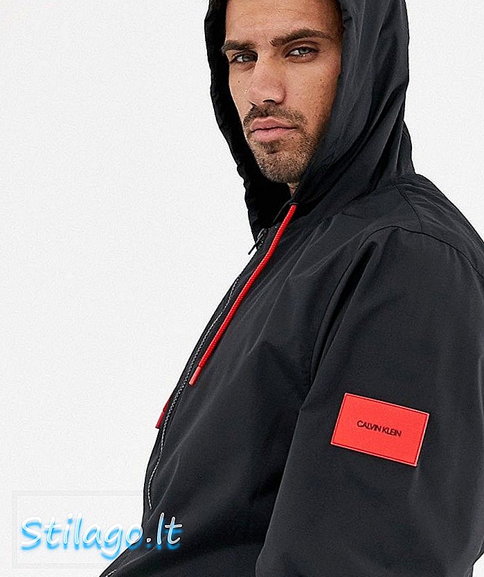 Jaket jaket pantai Calvin Klein patch berwarna hitam