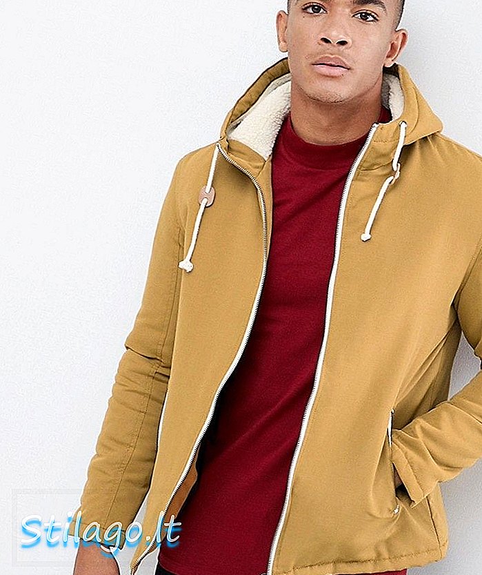 Brave Soul Hooded Jacket With Toggles-Tan