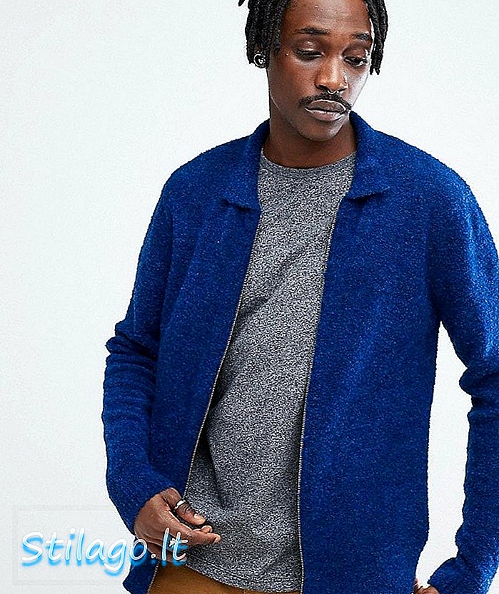 ASOS Boucle teksturirana jakna Harrington v modri barvi