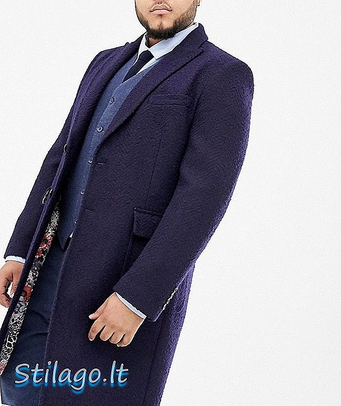 Cappotto Gianni Feraud Plus premium in misto lana bouclé blu scuro