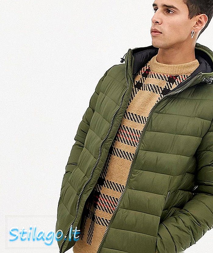 Esprit puffer s kapucí v khaki-zelené