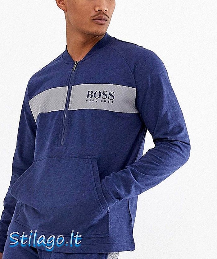 BOSS Bodywear Veste à fermeture éclair 1/2 logo contemporaine en bleu marine