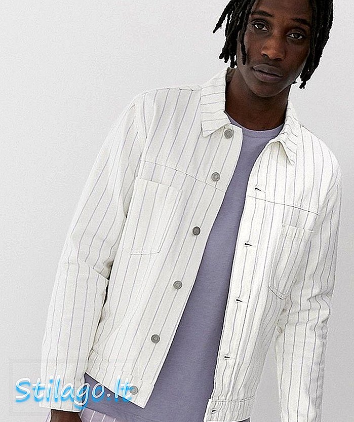 Белая джинсовая куртка с фиолетовыми полосками ASOS DESIGN