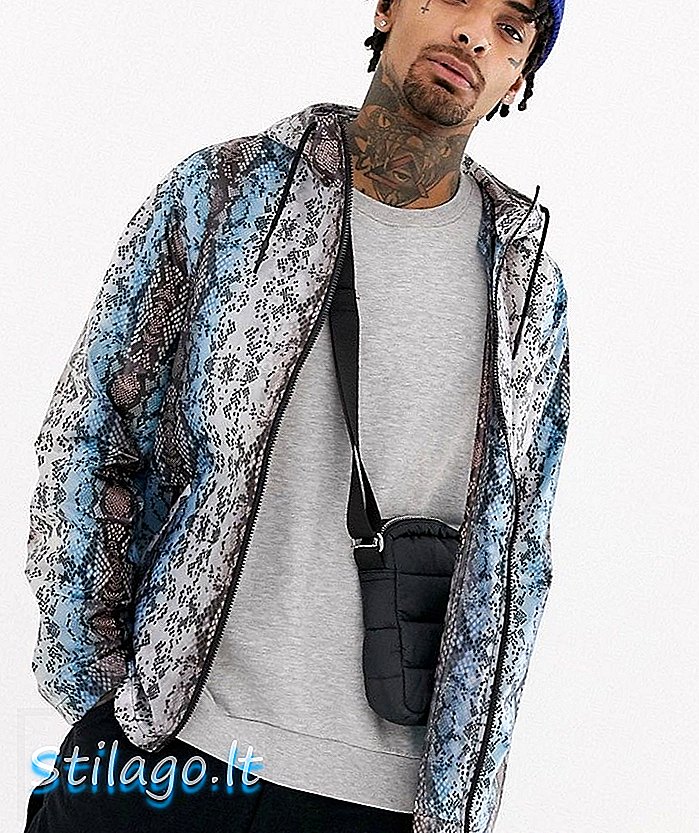 ASOS DESIGN festival - giacca con zip trasparente in pelle di serpente - Blu
