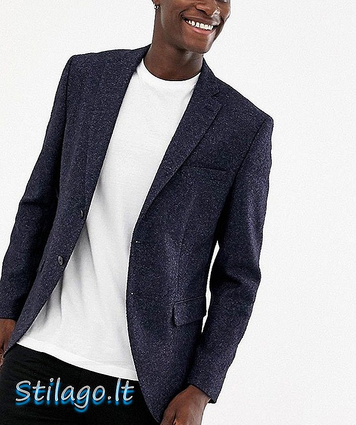 Slim Fit Yün Benekli Gri Jack & Jones Premium Blazer