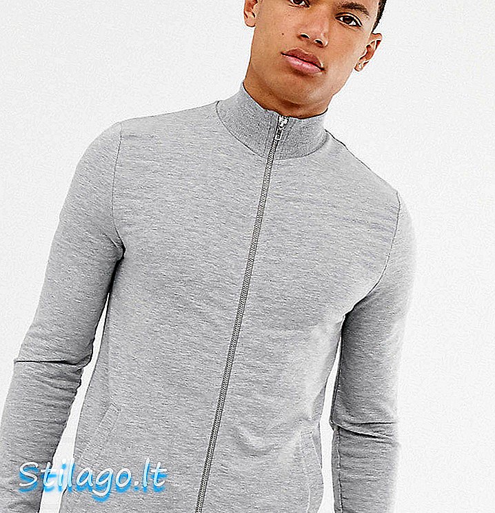 ASOS DESIGN - Giacca sportiva da allenamento in jersey alto grigio mélange