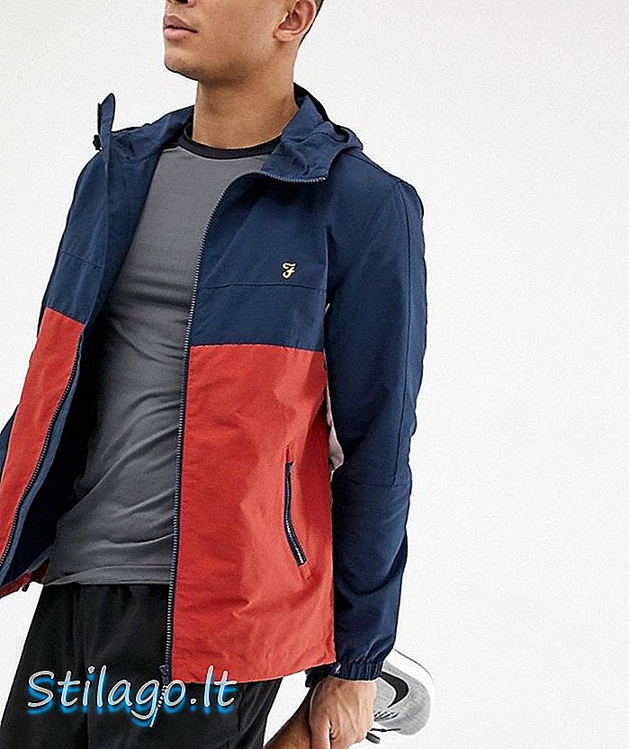 Farah Sport Bonnett giacca con cappuccio e zip in blu e ruggine