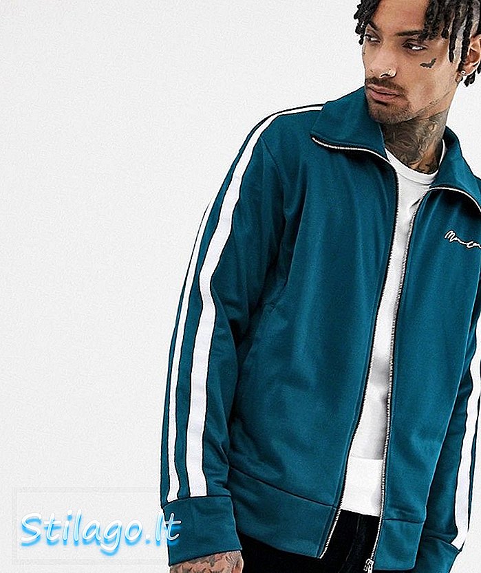 Mennace Track Jacket với Taping In Teal-Green