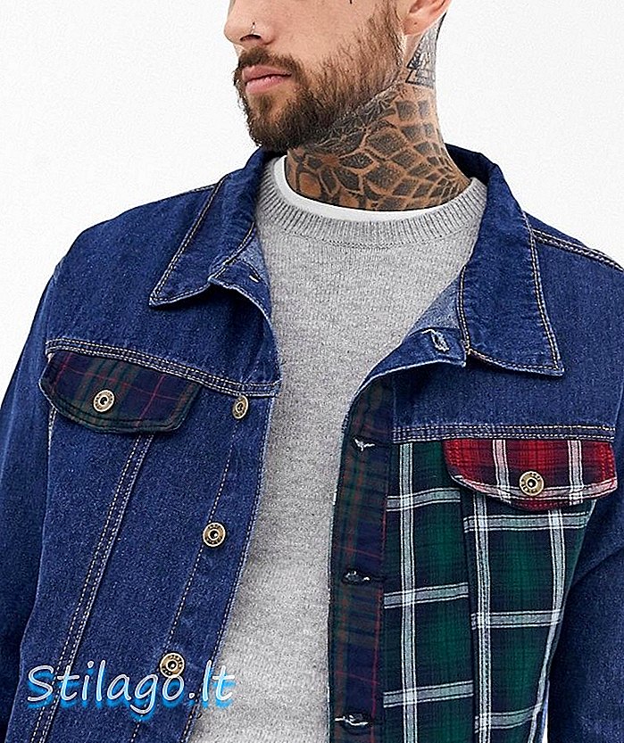 Jeans jakna Liquor N Poker z nalepkami v modrem pranju