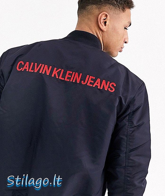 Calvin Klein jaqueta bomber bordada de volta-Azul