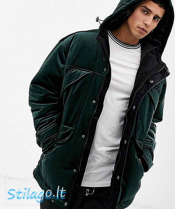 ASOS DESIGN jaket parka berbahan velour-Green