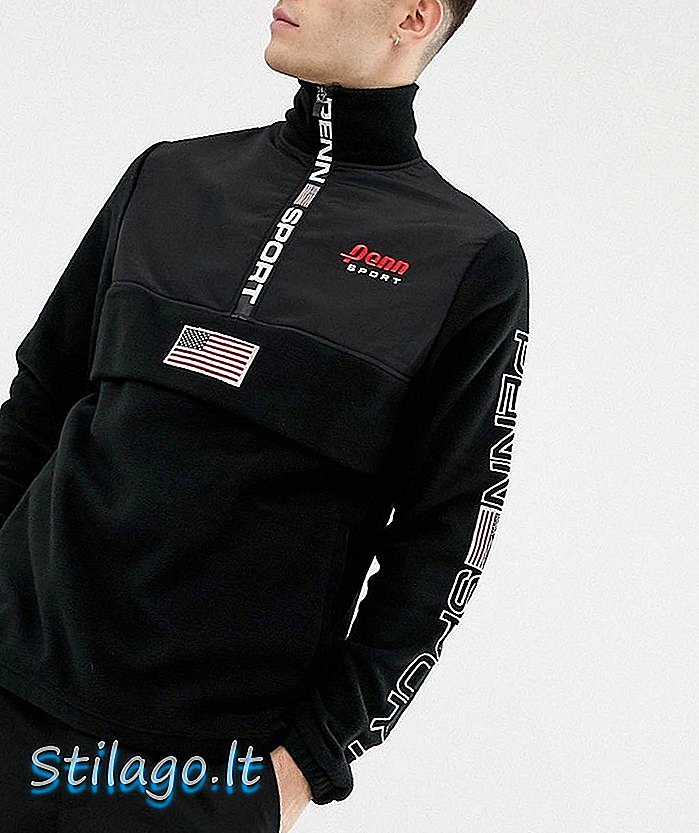 Jacheta cu piste Penn Sport în negru cu logo side strip