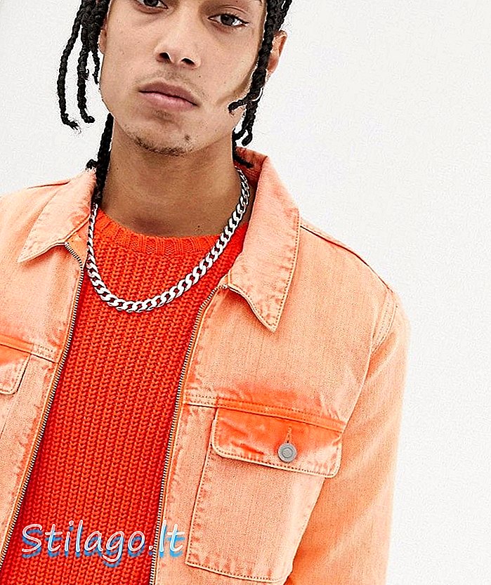 ASOS DESIGN zip melalui jaket denim oranye neon