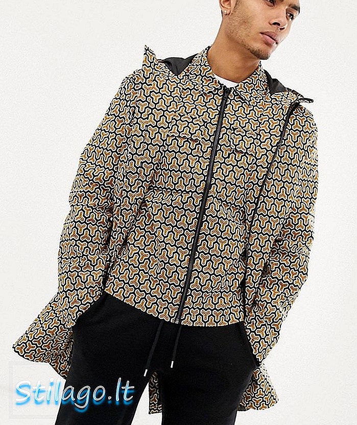 Jaket jaket ASOS DESIGN dengan cetakan geometri-Jingga