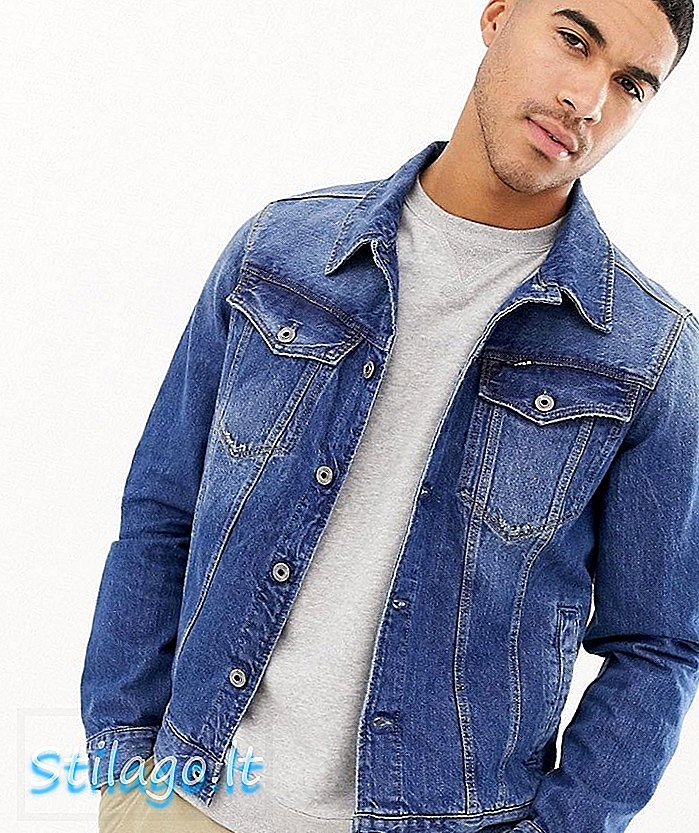 Slim fit džínsová bunda G-Star 3301 v strede prania-modrá