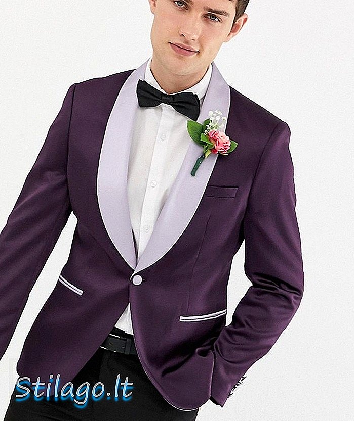 ASOS DESIGN - Bruiloft - Skinny blazer van paars satijn