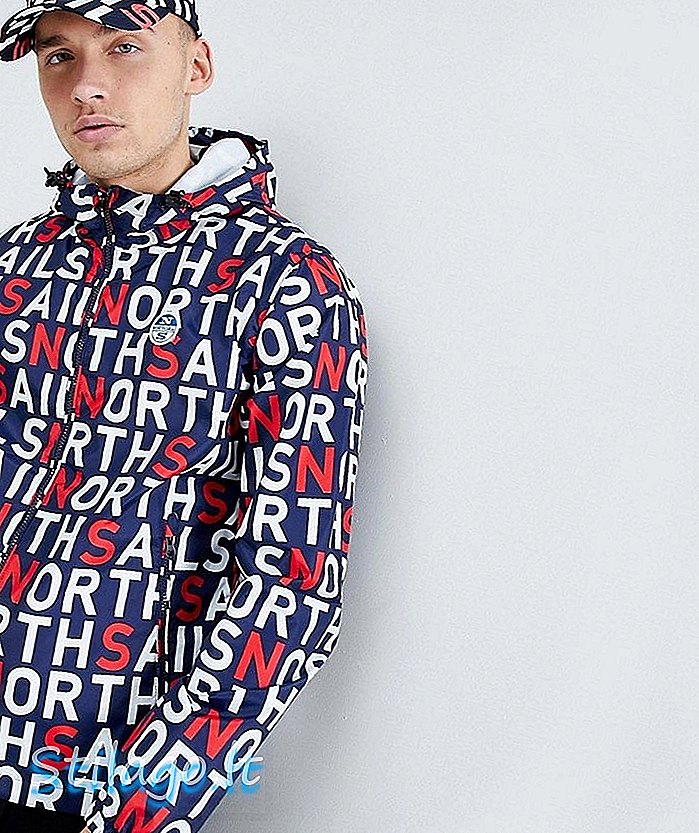 North Sails Stash Packable Windbreaker In All Over Logo Print-Navy