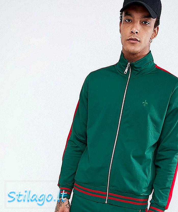 Куртка з кримінальним збитком доріжки зеленого кольору з червоною смугою