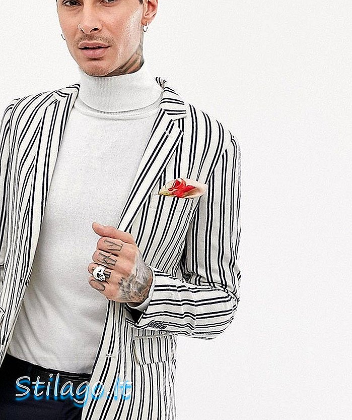 Devils Advocate Navy Stripe Blazer-White