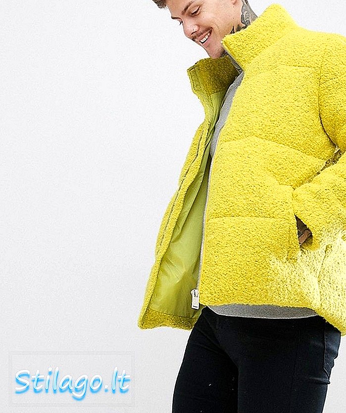 boohooMAN borg puffer coat σε κίτρινο χρώμα