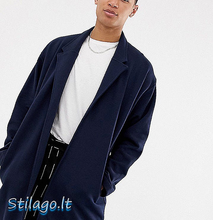 ASOS DESIGN Hohe übergroße Jersey-Staubwedeljacke in Marine