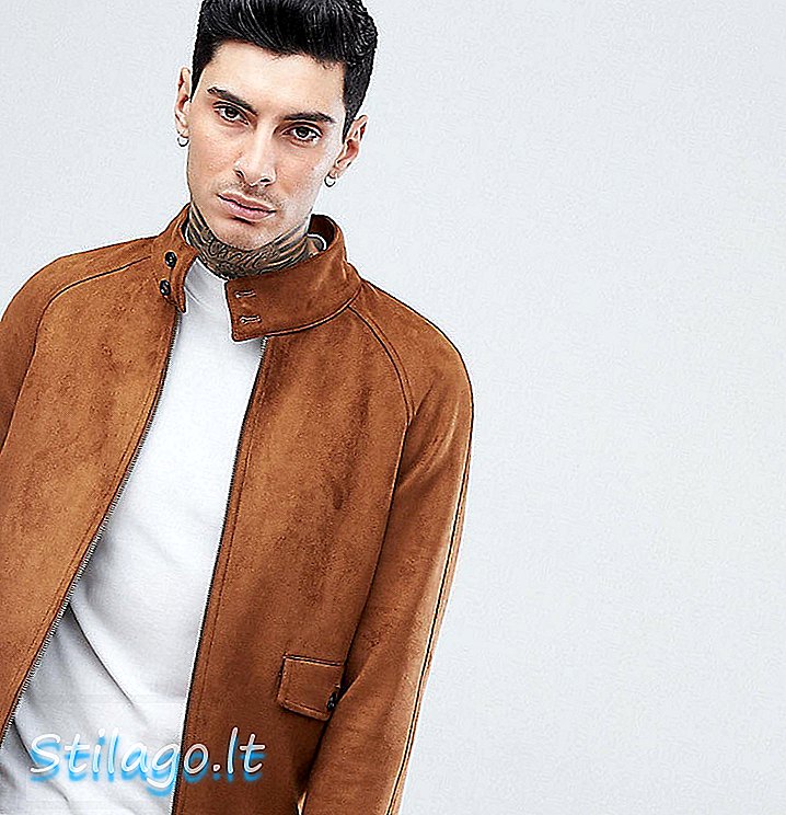 Heart & Dagger Suedette Harrington Jacket-Brown