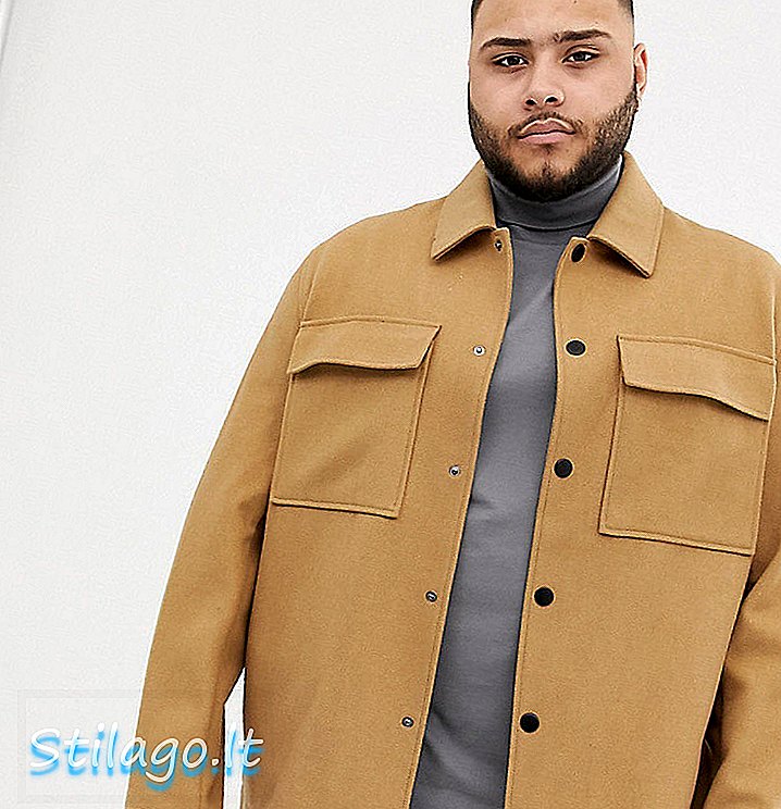 ASOS DESIGN Plus bez podszewki kurtka z mieszanki wełny w kolorze camel-tan