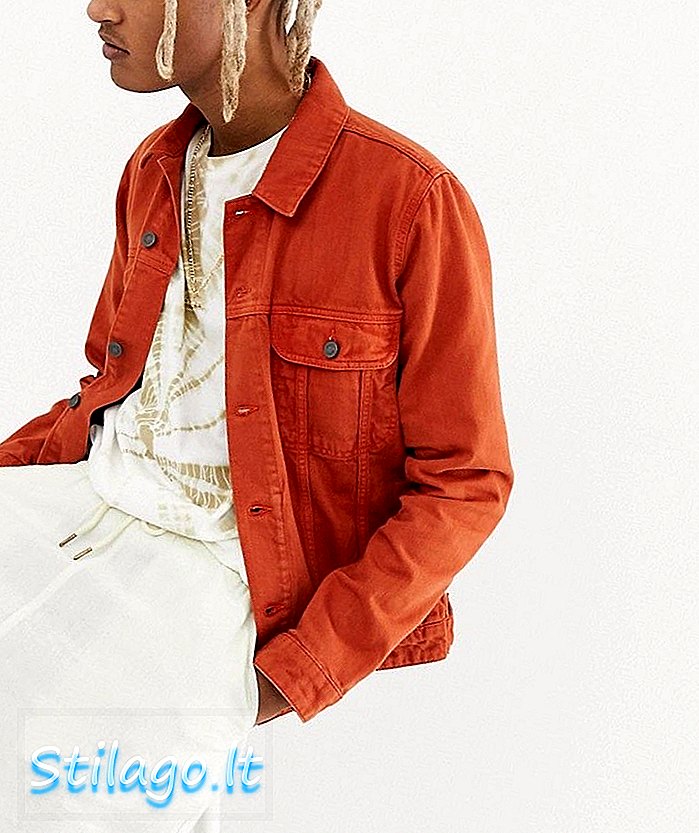ASOS DESIGN westernová džínsová bunda v pálenej oranžovej farbe