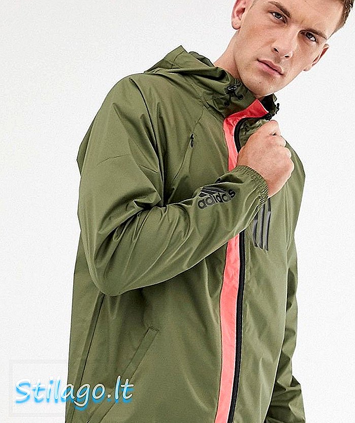 Куртка-ветровка adidas, цвет зеленый