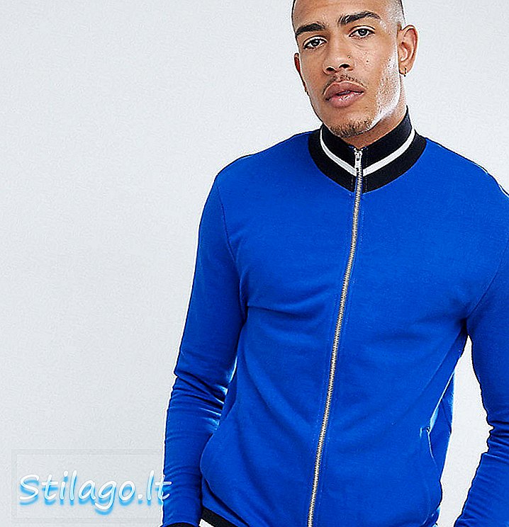 „ASOS DESIGN“ ryškiai mėlynos spalvos aukšto ilgio marškinėlių striukė su kontrasto galais