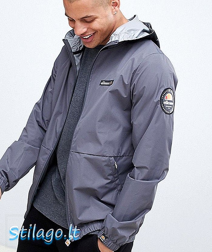 lahka jakna Ellesse Migliore z logotipom s kapuco v sivi barvi