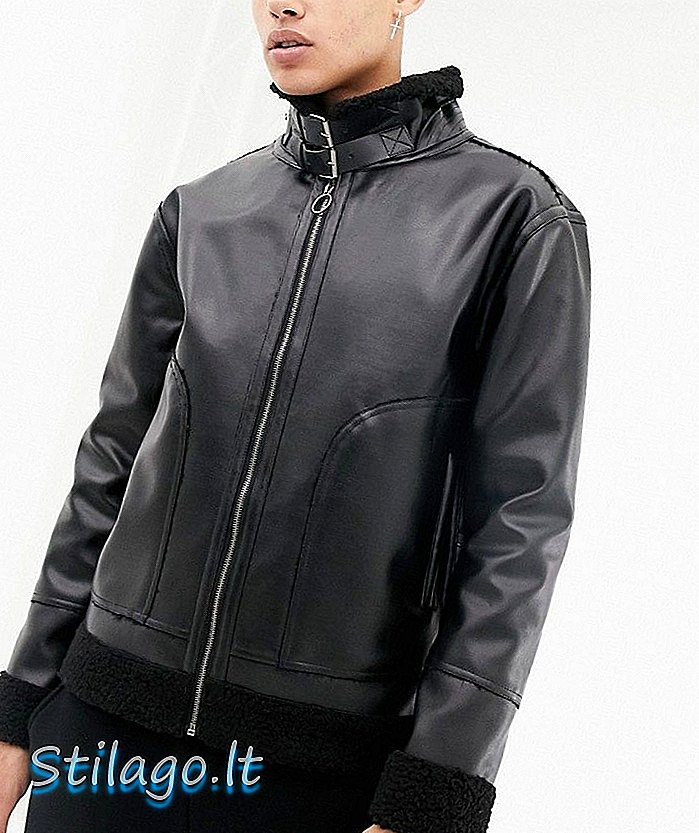 Kožená bunda z umělé kůže D-Struct-Black